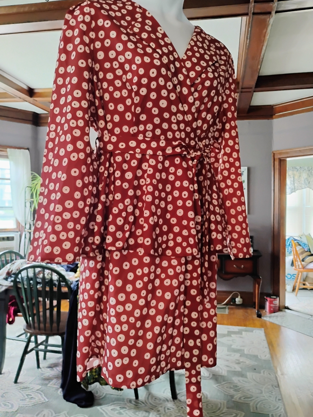 SHEIN Rust Red Polka Dot Wrap Dress